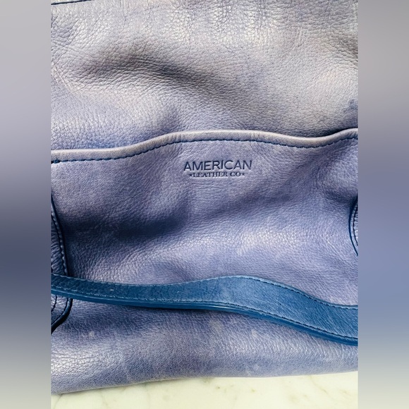 American Leather Co. Periwinkle Blue Leather Shoulder Bag - Picture 2 of 16